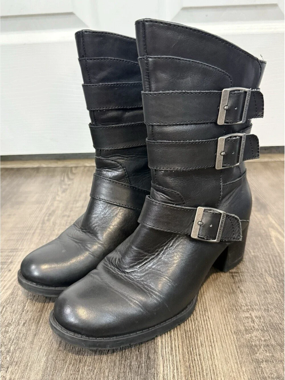 Harley Davidson Womens Leather Boots Shoes Medium Black Holly Sz 6M